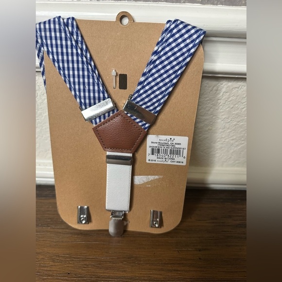 Mudpie Toddler suspenders blue gingham fits up to‎ 5t - Picture 2 of 4